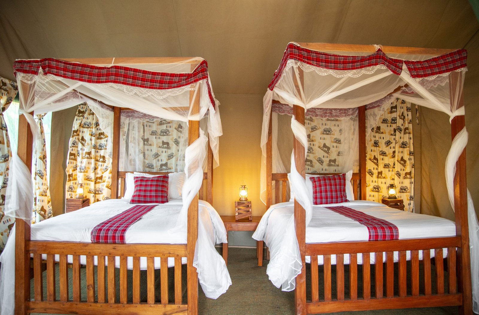 Twin suite with two large single beds at Maboresho Tented Camp